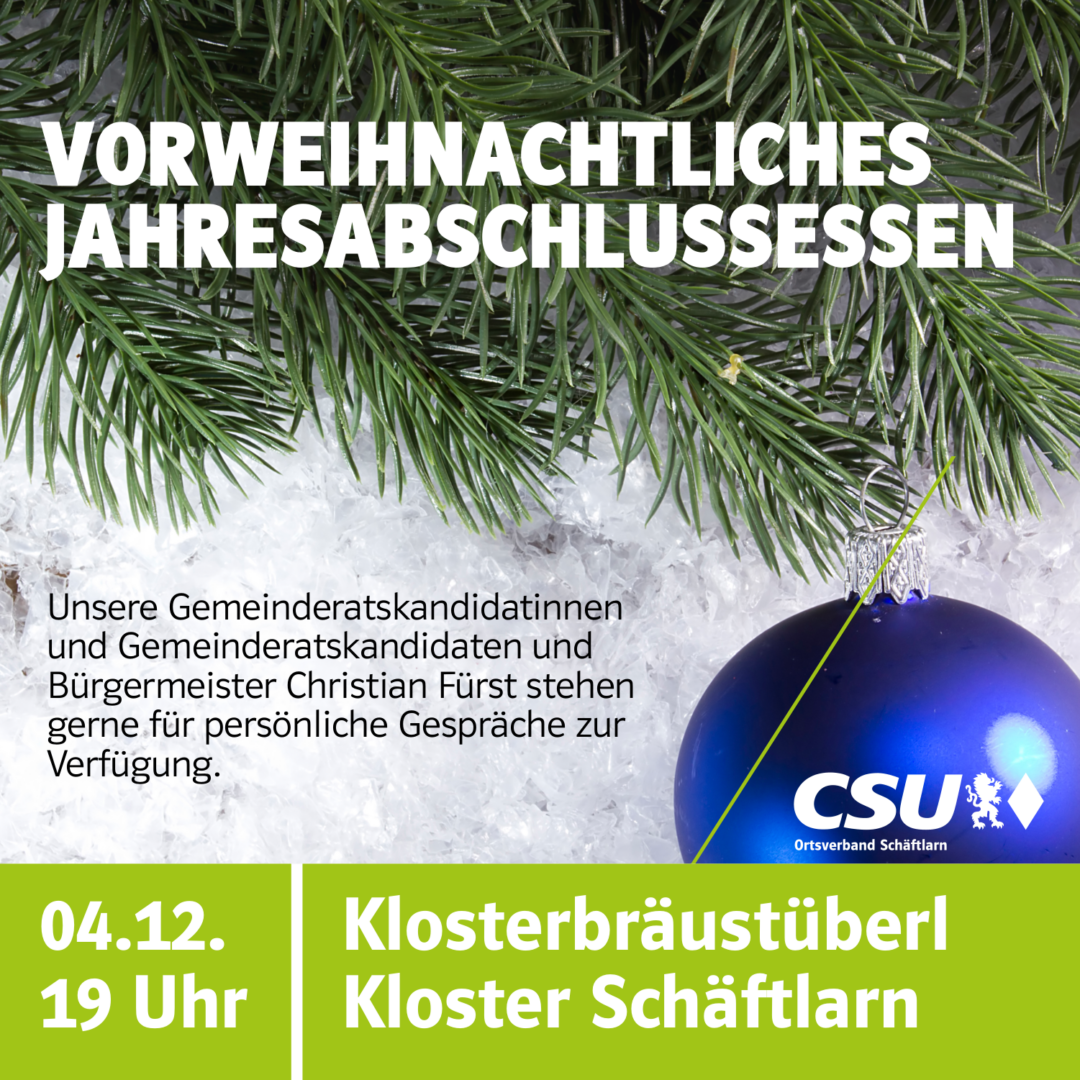 Vorweihnachtliches Jahresabschlussessen der CSU- Schäftlarn
